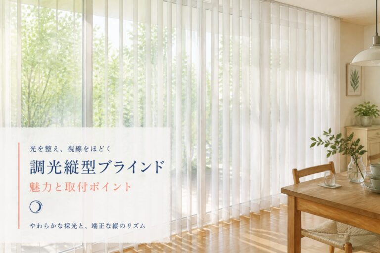 調光縦型ブラインドを設置した窓辺